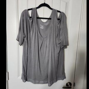 Lane Bryant Cold Should Grey Metallic Looking Shirt